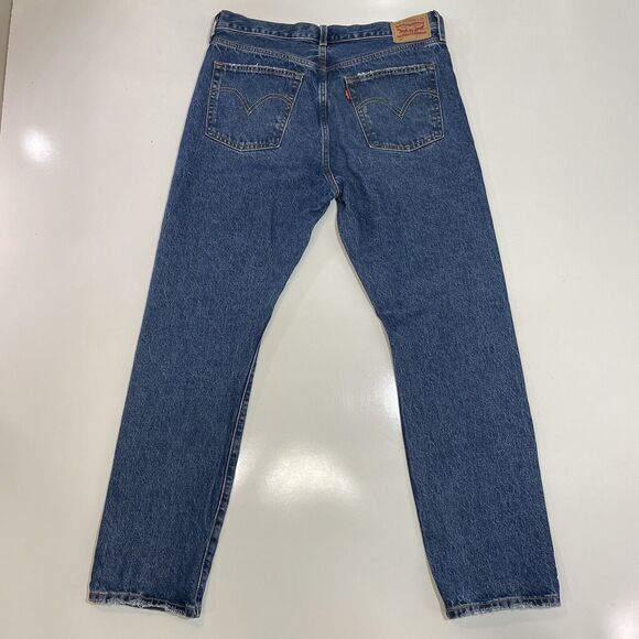 Levi’s Strauss Men’s 501 Jeans Button Fly Straight Leg Blue Distressed 31x30 - Picture 9 of 11